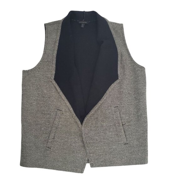 Banana Republic Women's Faux Tweed Open Front With Pockets Vest Gray Size Medium - Picture 2 of 10